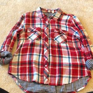 Francesca’s plaid shirt